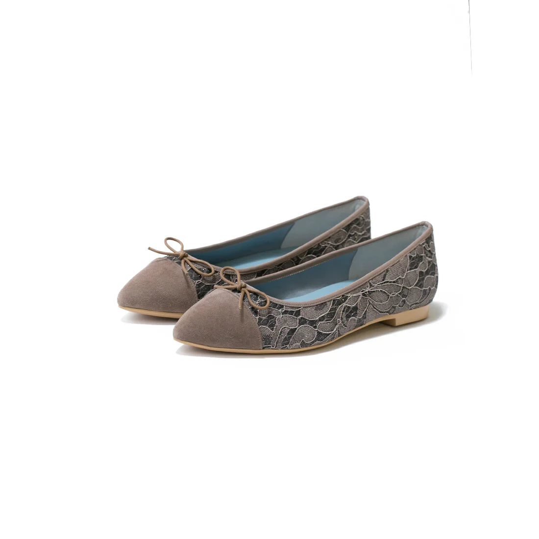 日本製 Emma Francis 平底尖頭蕾絲芭蕾舞鞋(01l-L 155)(Charcoal gray lace)(チャコールグレー レース)