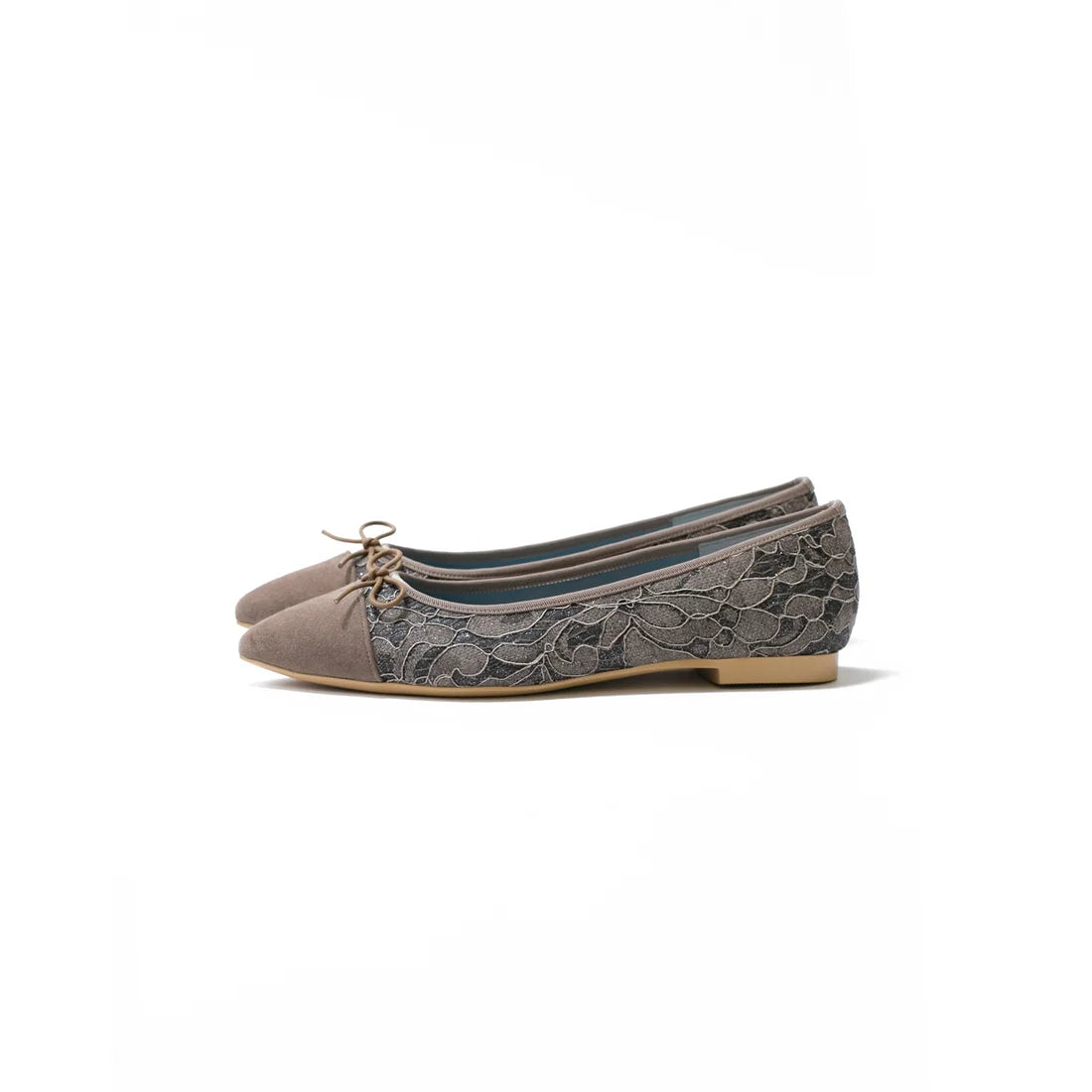 日本製 Emma Francis 平底尖頭蕾絲芭蕾舞鞋(01l-L 155)(Charcoal gray lace)(チャコールグレー レース)