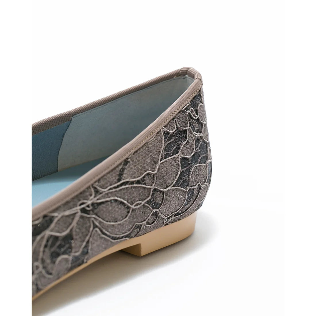 日本製 Emma Francis 平底尖頭蕾絲芭蕾舞鞋(01l-L 155)(Charcoal gray lace)(チャコールグレー レース)