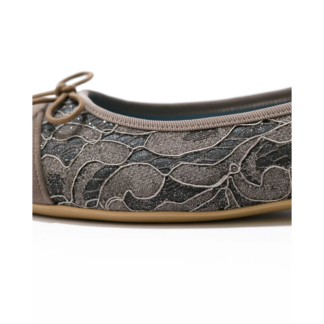 日本製 Emma Francis 平底尖頭蕾絲芭蕾舞鞋(01l-L 155)(Charcoal gray lace)(チャコールグレー レース)