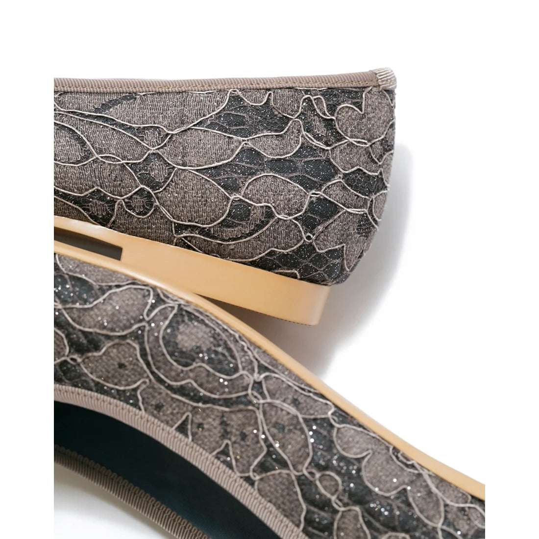 日本製 Emma Francis 平底尖頭蕾絲芭蕾舞鞋(01l-L 155)(Charcoal gray lace)(チャコールグレー レース)