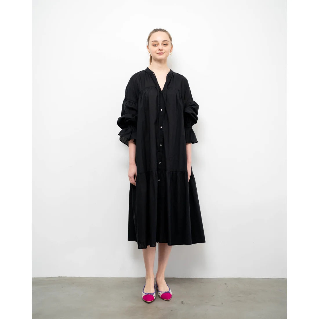 日本製 Emma Francis 平底尖頭圓點芭蕾舞鞋(01l-PE 502)(Beige dot pattern)(ベージュ ドット柄)