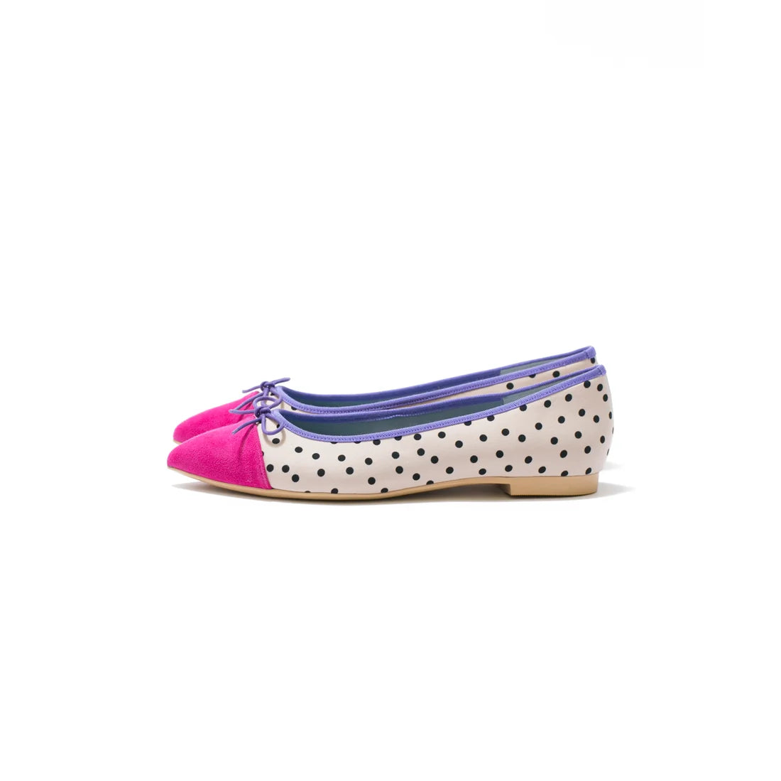 日本製 Emma Francis 平底尖頭圓點芭蕾舞鞋(01l-PE 502)(Beige dot pattern)(ベージュ ドット柄)