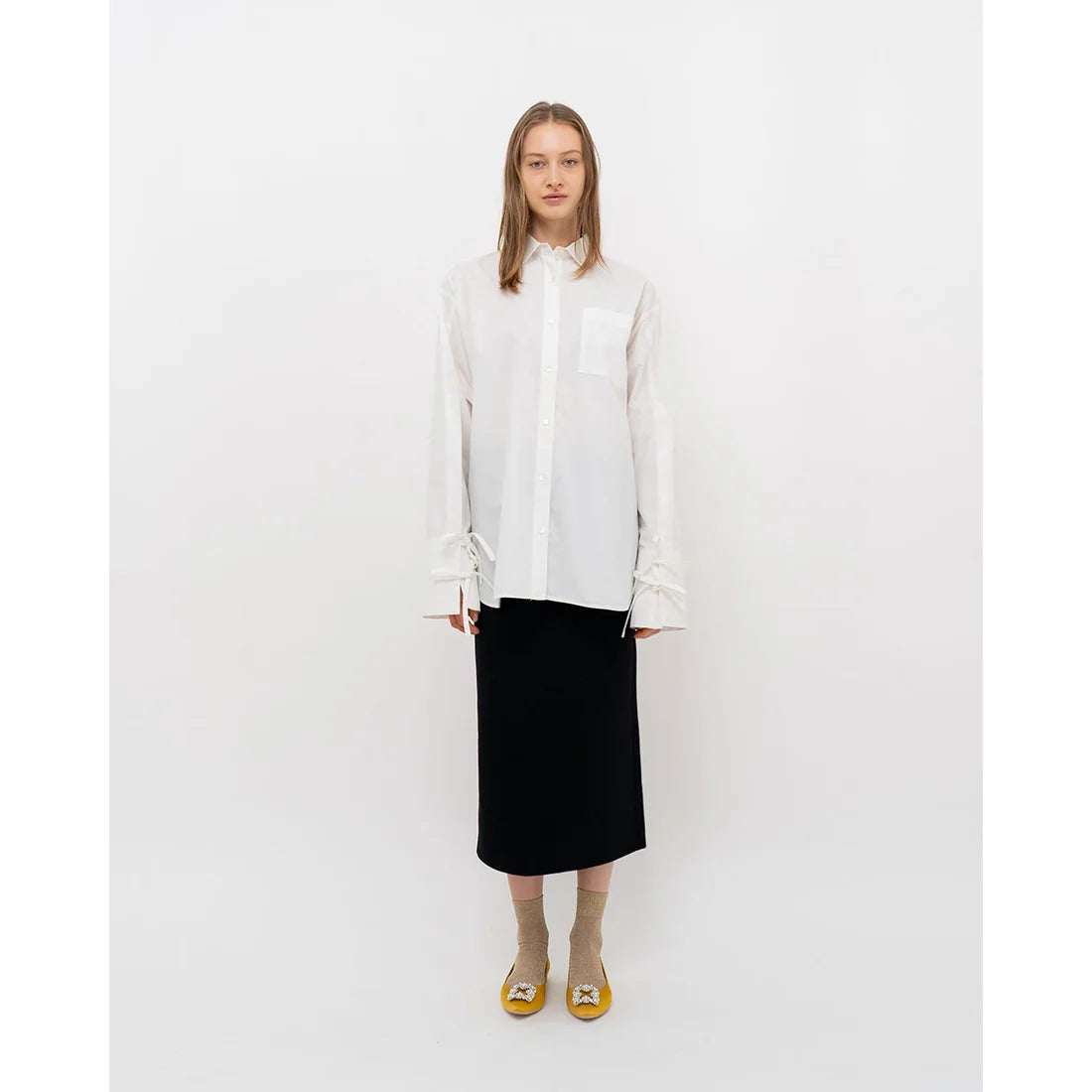 日本製預訂3星期 Emma Francis 平底珠寶搭扣高跟鞋(01t-ST 132)(Mustard satin)(マスタード サテン)