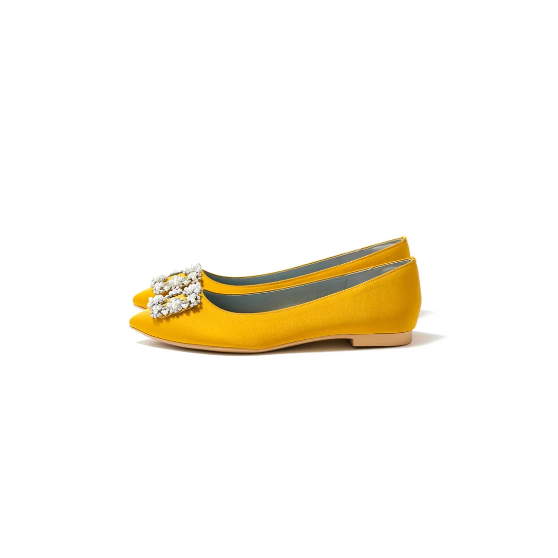 日本製預訂3星期 Emma Francis 平底珠寶搭扣高跟鞋(01t-ST 132)(Mustard satin)(マスタード サテン)