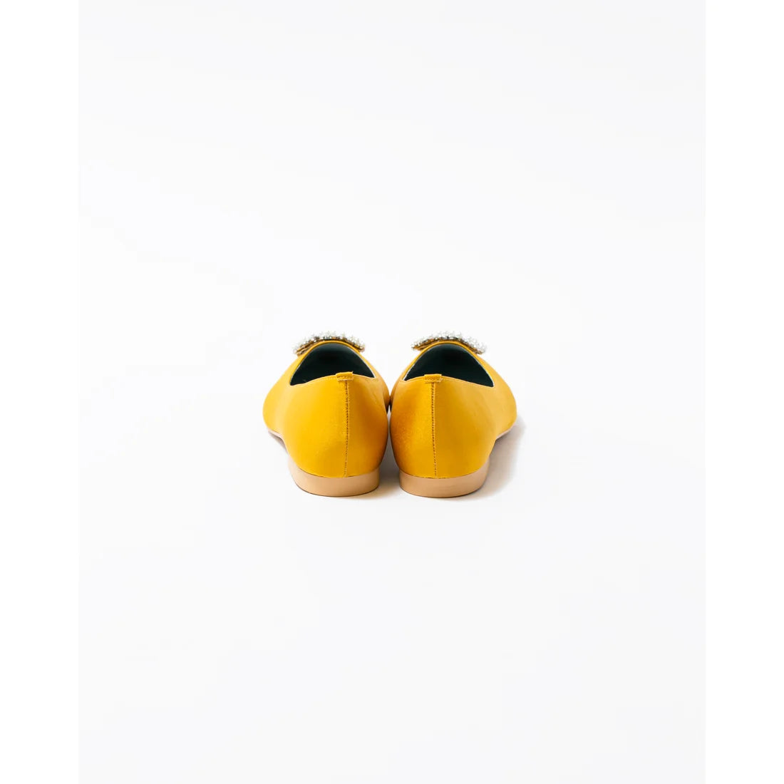 日本製預訂3星期 Emma Francis 平底珠寶搭扣高跟鞋(01t-ST 132)(Mustard satin)(マスタード サテン)