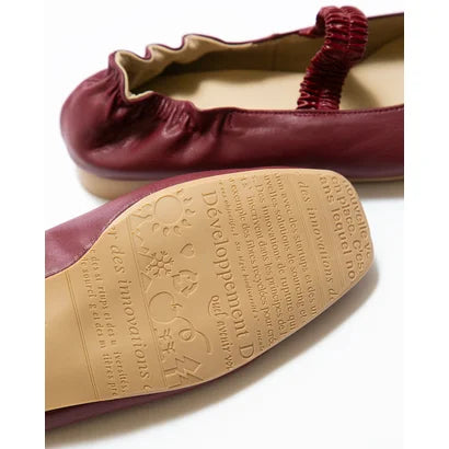 日本製【蘋果皮】【防水】Emma Francis 褶皺腰帶平底鞋 ( 03j-AP 183 )(Bordeaux apple leather)(ボルドー アップルレザー)