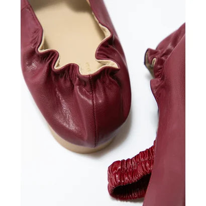 日本製【蘋果皮】【防水】Emma Francis 褶皺腰帶平底鞋 ( 03j-AP 183 )(Bordeaux apple leather)(ボルドー アップルレザー)