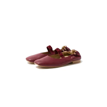 日本製【蘋果皮】【防水】Emma Francis 褶皺腰帶平底鞋 ( 03j-AP 183 )(Bordeaux apple leather)(ボルドー アップルレザー)