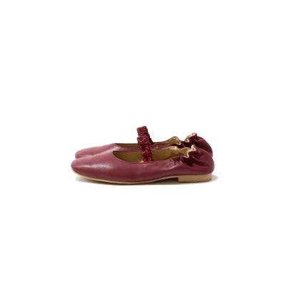 日本製【蘋果皮】【防水】Emma Francis 褶皺腰帶平底鞋 ( 03j-AP 183 )(Bordeaux apple leather)(ボルドー アップルレザー)