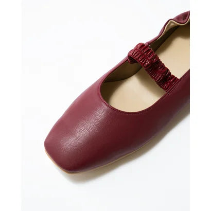 日本製【蘋果皮】【防水】Emma Francis 褶皺腰帶平底鞋 ( 03j-AP 183 )(Bordeaux apple leather)(ボルドー アップルレザー)