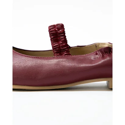 日本製【蘋果皮】【防水】Emma Francis 褶皺腰帶平底鞋 ( 03j-AP 183 )(Bordeaux apple leather)(ボルドー アップルレザー)