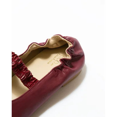 日本製【蘋果皮】【防水】Emma Francis 褶皺腰帶平底鞋 ( 03j-AP 183 )(Bordeaux apple leather)(ボルドー アップルレザー)