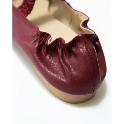 日本製【蘋果皮】【防水】Emma Francis 褶皺腰帶平底鞋 ( 03j-AP 183 )(Bordeaux apple leather)(ボルドー アップルレザー)