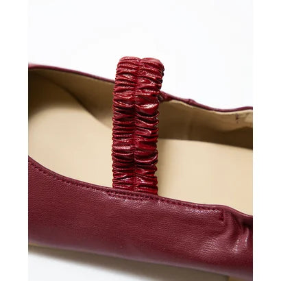 日本製【蘋果皮】【防水】Emma Francis 褶皺腰帶平底鞋 ( 03j-AP 183 )(Bordeaux apple leather)(ボルドー アップルレザー)
