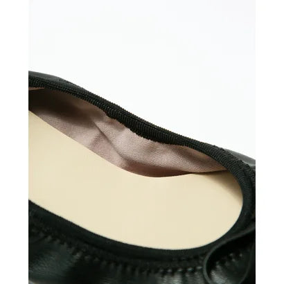 日本製【蘋果皮】【防水】Emma Francis 平底彈性芭蕾舞鞋 ( 03m-AP 101 )(Black apple leather)(ブラック アップルレザー)