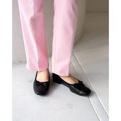 日本製【蘋果皮】【防水】Emma Francis 平底彈性芭蕾舞鞋 ( 03m-AP 101 )(Black apple leather)(ブラック アップルレザー)