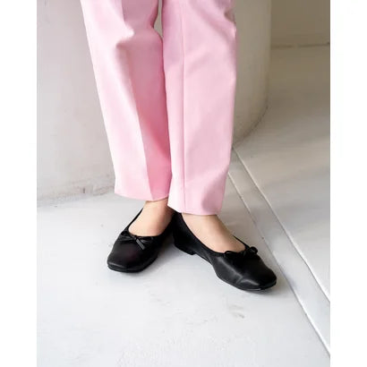 日本製【蘋果皮】【防水】Emma Francis 平底彈性芭蕾舞鞋 ( 03m-AP 101 )(Black apple leather)(ブラック アップルレザー)