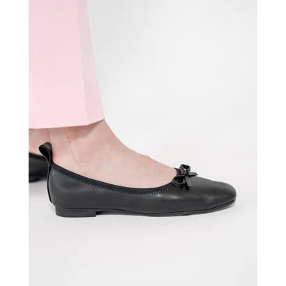日本製【蘋果皮】【防水】Emma Francis 平底彈性芭蕾舞鞋 ( 03m-AP 101 )(Black apple leather)(ブラック アップルレザー)