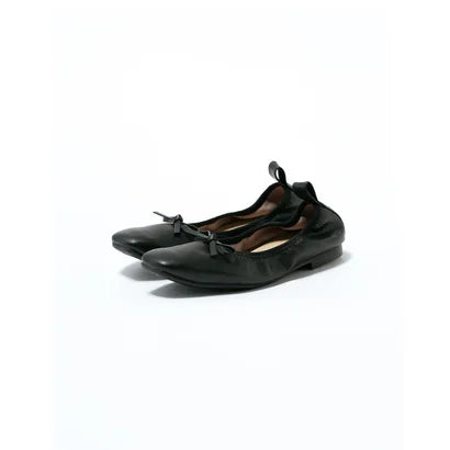 日本製【蘋果皮】【防水】Emma Francis 平底彈性芭蕾舞鞋 ( 03m-AP 101 )(Black apple leather)(ブラック アップルレザー)