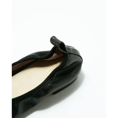 日本製【蘋果皮】【防水】Emma Francis 平底彈性芭蕾舞鞋 ( 03m-AP 101 )(Black apple leather)(ブラック アップルレザー)