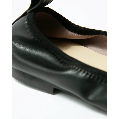 日本製【蘋果皮】【防水】Emma Francis 平底彈性芭蕾舞鞋 ( 03m-AP 101 )(Black apple leather)(ブラック アップルレザー)