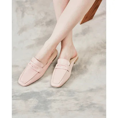 日本製【蘋果皮】【防水】Emma Francis 樂福拖鞋式平底鞋 ( 03q-AP 144 )(Pink apple leather)(ピンク アップルレザー)