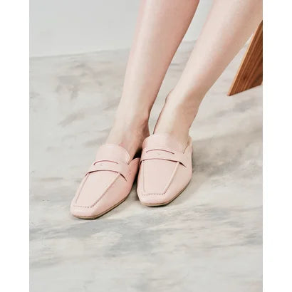 日本製【蘋果皮】【防水】Emma Francis 樂福拖鞋式平底鞋 ( 03q-AP 144 )(Pink apple leather)(ピンク アップルレザー)