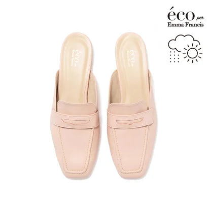 日本製【蘋果皮】【防水】Emma Francis 樂福拖鞋式平底鞋 ( 03q-AP 144 )(Pink apple leather)(ピンク アップルレザー)