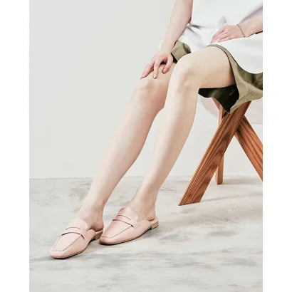 日本製【蘋果皮】【防水】Emma Francis 樂福拖鞋式平底鞋 ( 03q-AP 144 )(Pink apple leather)(ピンク アップルレザー)