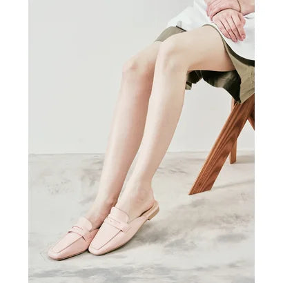 日本製【蘋果皮】【防水】Emma Francis 樂福拖鞋式平底鞋 ( 03q-AP 144 )(Pink apple leather)(ピンク アップルレザー)