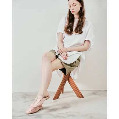 日本製【蘋果皮】【防水】Emma Francis 樂福拖鞋式平底鞋 ( 03q-AP 144 )(Pink apple leather)(ピンク アップルレザー)