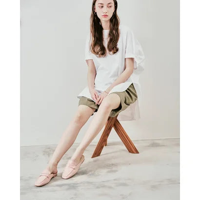 日本製【蘋果皮】【防水】Emma Francis 樂福拖鞋式平底鞋 ( 03q-AP 144 )(Pink apple leather)(ピンク アップルレザー)