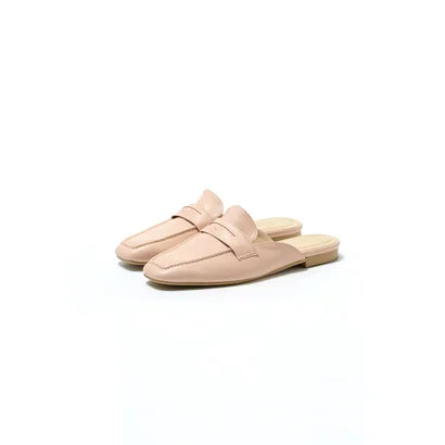 日本製【蘋果皮】【防水】Emma Francis 樂福拖鞋式平底鞋 ( 03q-AP 144 )(Pink apple leather)(ピンク アップルレザー)