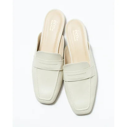 日本製【蘋果皮】【防水】Emma Francis 樂福拖鞋式平底鞋 ( 03q-AP 177 )(Ivory apple leather)(アイボリー アップルレザー)