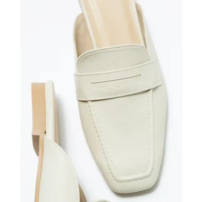 日本製【蘋果皮】【防水】Emma Francis 樂福拖鞋式平底鞋 ( 03q-AP 177 )(Ivory apple leather)(アイボリー アップルレザー)