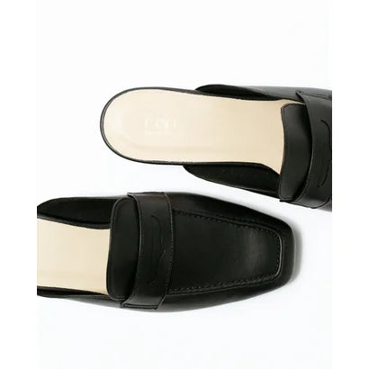 日本製【蘋果皮】【防水】Emma Francis 樂福拖鞋式平底鞋 ( 03q-AP 101 )(Black apple leather)(ブラック アップルレザー)