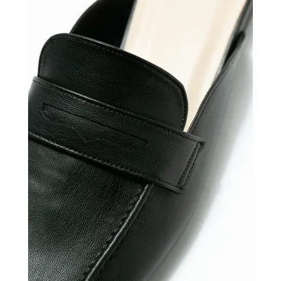 日本製【蘋果皮】【防水】Emma Francis 樂福拖鞋式平底鞋 ( 03q-AP 101 )(Black apple leather)(ブラック アップルレザー)