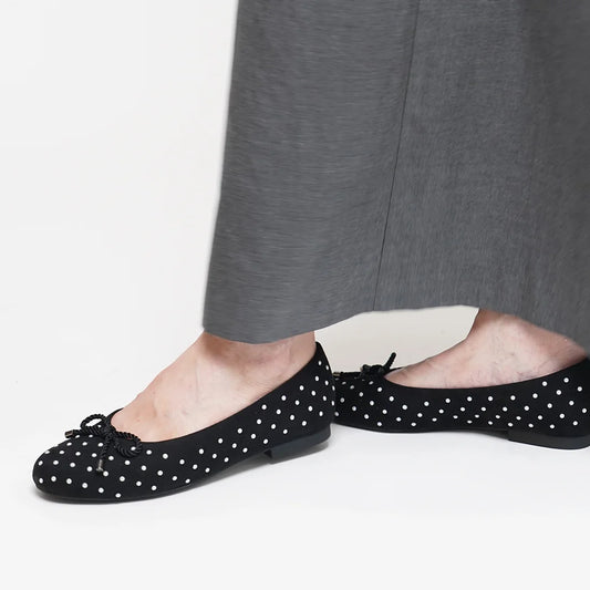 【新品預訂】日本製 Lauf Oletta  扭繩緞帶珍珠芭蕾鞋(L111 BLACK-S/C) (黑色)