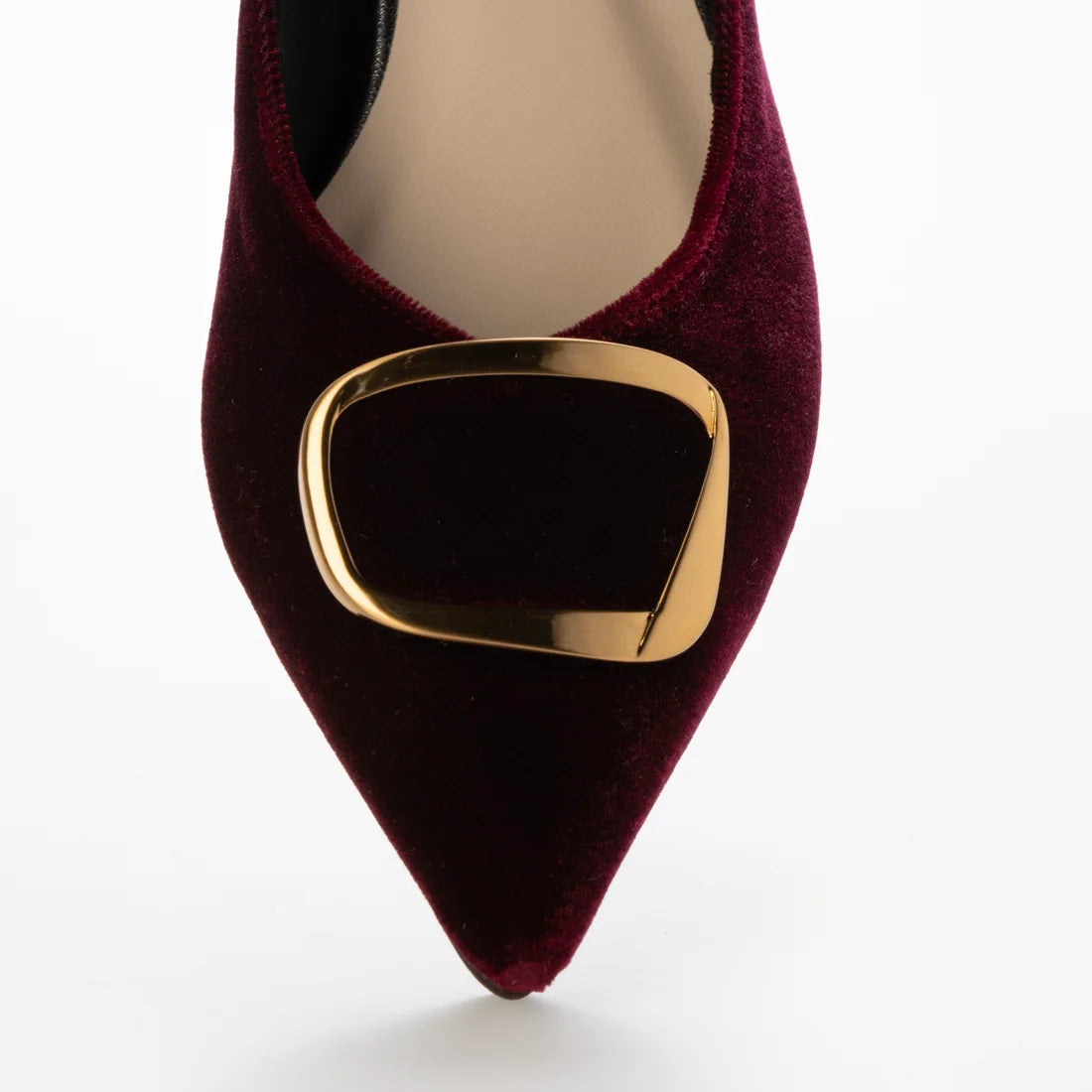 【新品預訂】日本製 Lauf Oletta 絨毛尖頭金扣平底鞋 (LH127 BORDEAUX-Z) (酒紅色)