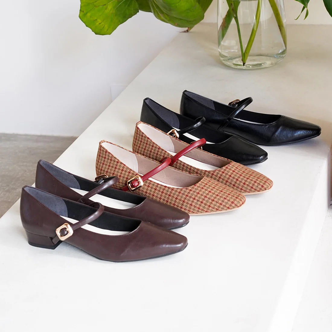 【新品預訂】日本製 Launa lea 2.5cm踭扣環肩帶樂福鞋 (609) (紅色Z/C / Bordeaux Z/C))