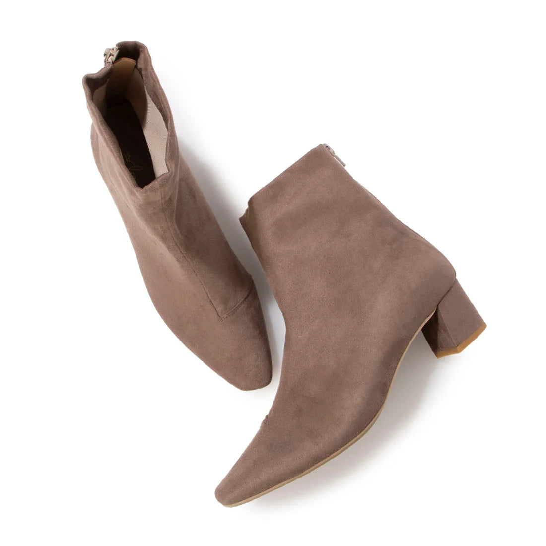 日本製 Launa Lea 4cm 彈性方頭短靴 (587)(淺杏色/L beige S)