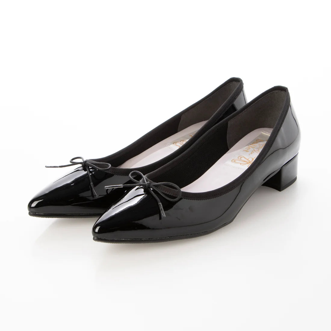日本製 Launa lea 3cm踭蝴蝶結尖頭亮面芭蕾晴雨鞋( RB9401A ) (黑色/ Black)