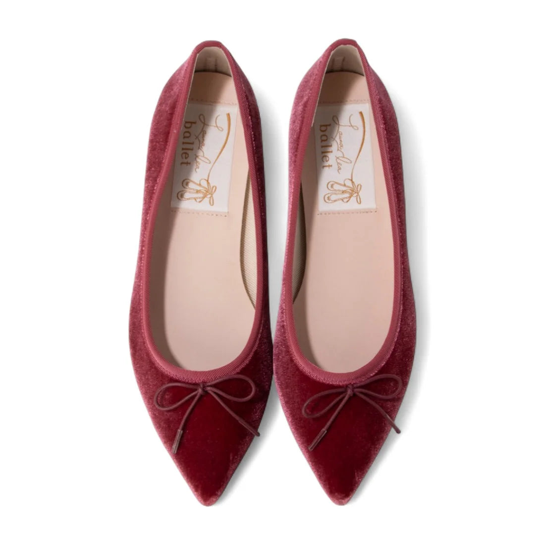 【新品預訂】日本製 Launa lea 尖頭絨毛蝴蝶結芭蕾平底鞋 (B4613A) (粉紅色 Z / Pink Z)