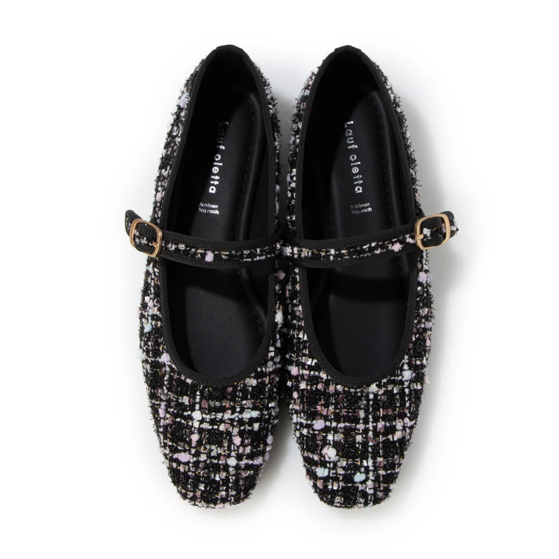 【新品預訂】日本製 Lauf Oletta 方頭粗花呢材質瑪麗珍鞋 (LH115 BLACK-Z) (黑色)