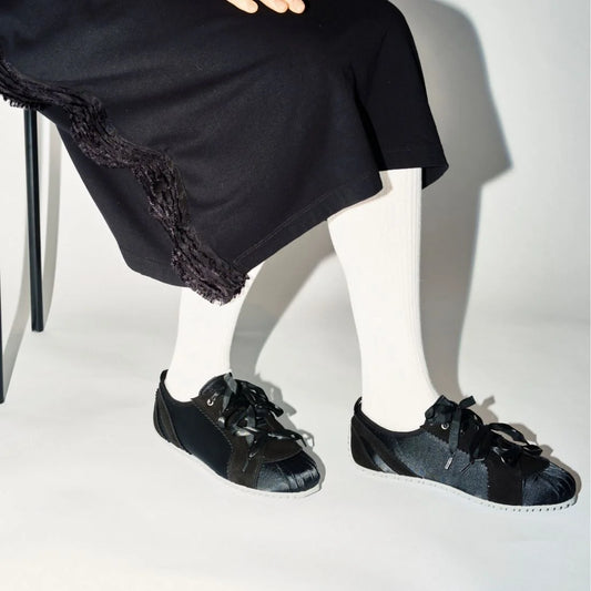 【新品預訂】日本潮牌Lucida 黑色 Maia 華麗緞帶光澤芭蕾舞運動鞋 LD-179 BLK )