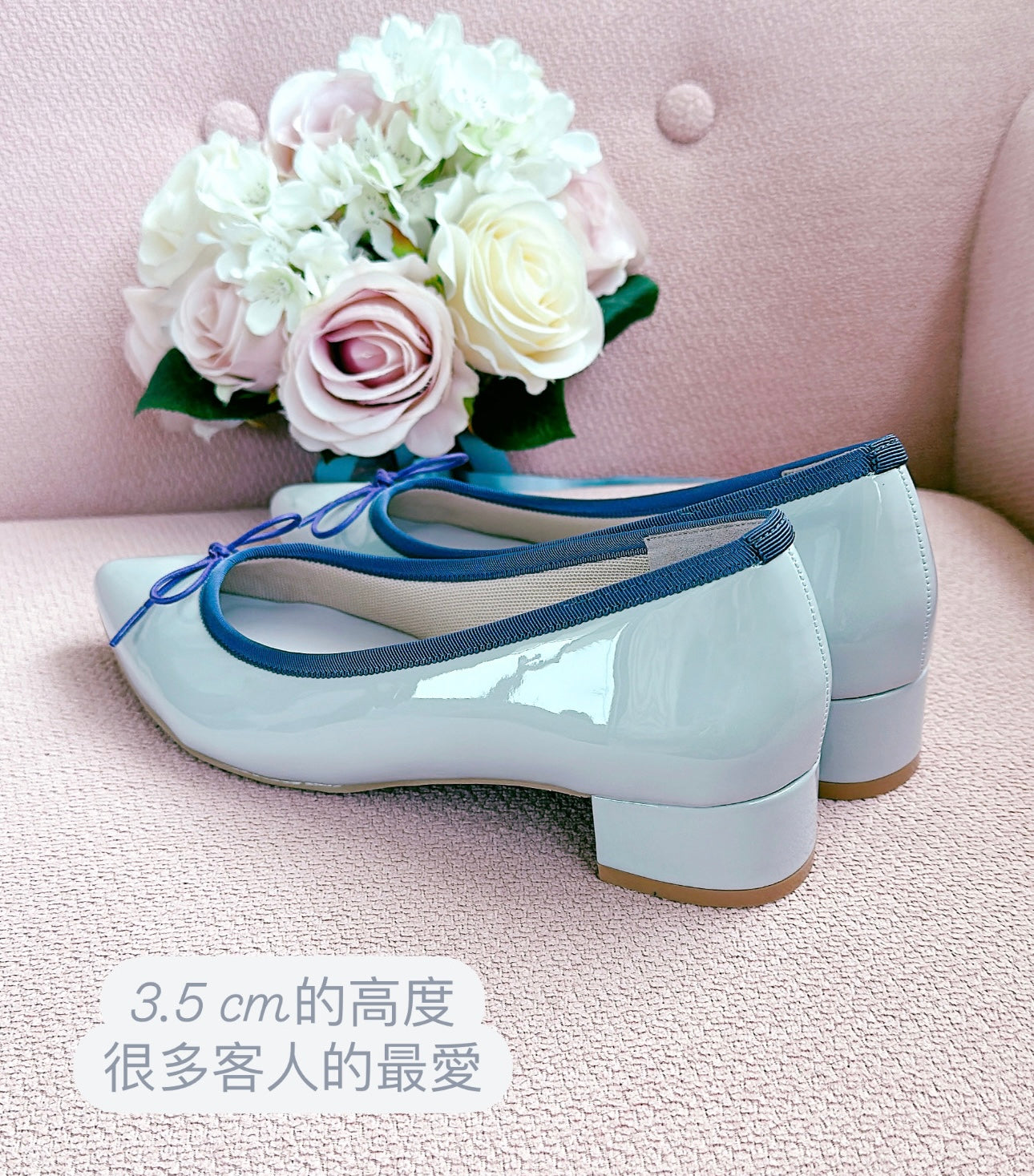 日本製Launa Lea x Grandioso 香港限定灰紫藍色晴雨3.5 cm尖頭鞋 (RB9402 / L grey)