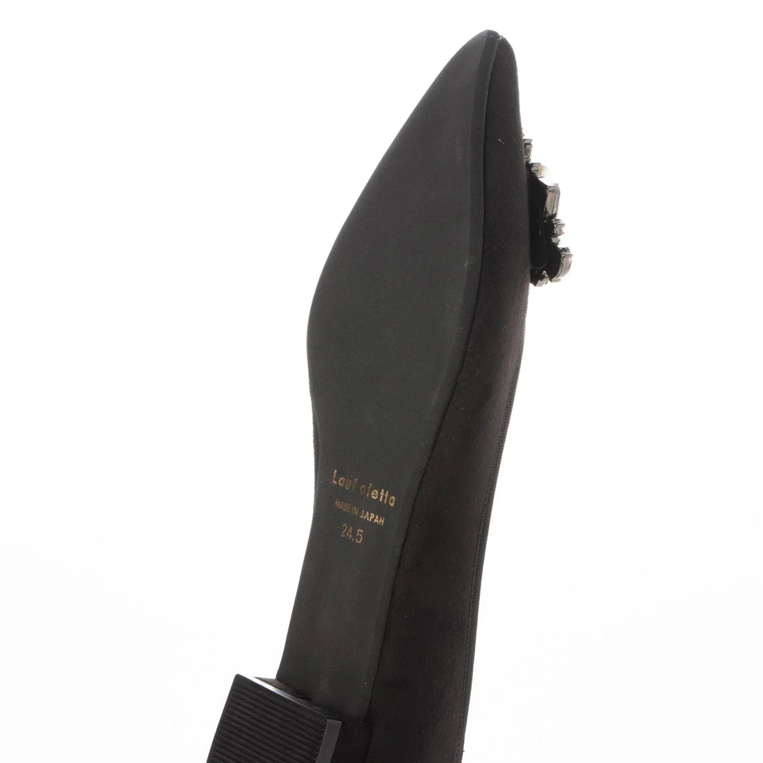 【新品預訂】日本製 Lauf Oletta 三角珍珠水晶尖頭平底鞋(LH121 BLACK-S) (黑色)