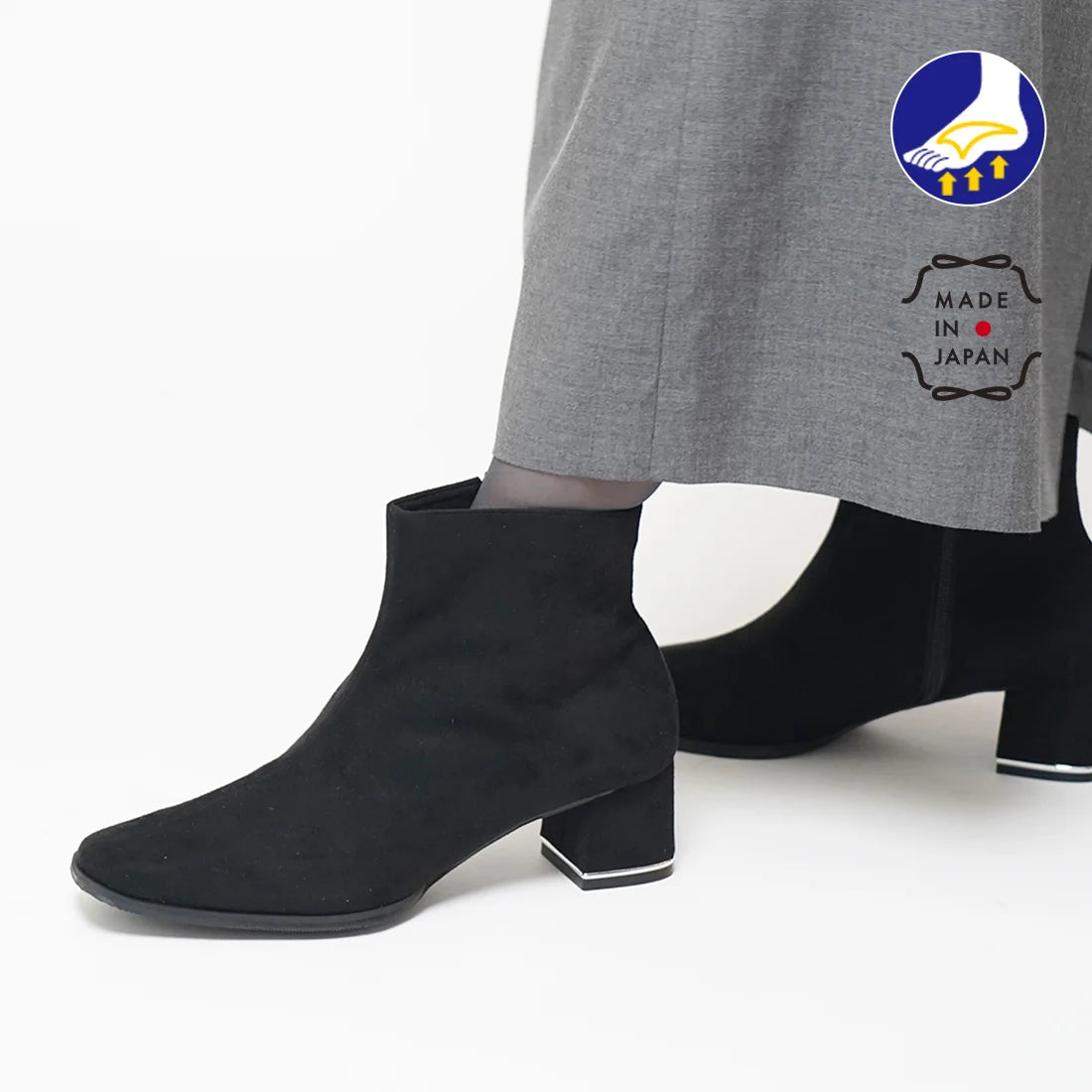 【新品】日本製 Lauf Oletta  5cm踭 足弓支撐短靴(LM119 BLACK-S)(黑色)(LRM119)