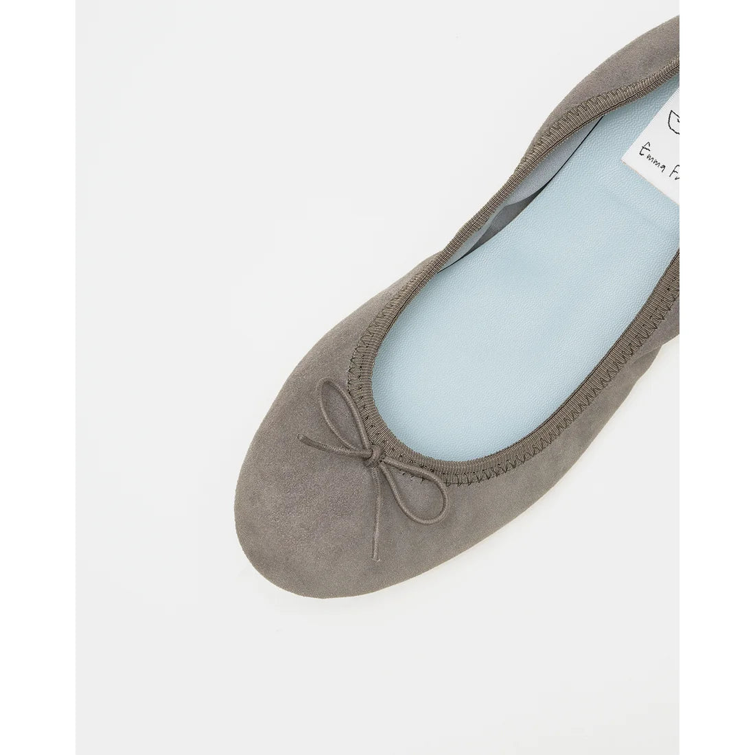 日本製【珍珠色調防水】Emma Francis 真皮 圓頭平底芭蕾舞鞋(02b-L S154)(Dark gray leather suede)(ダークグレー レザースエード)